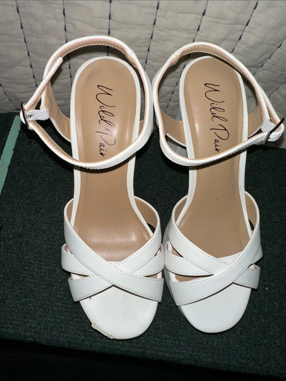 Wild Pair White Platform Block Heel Sandals
